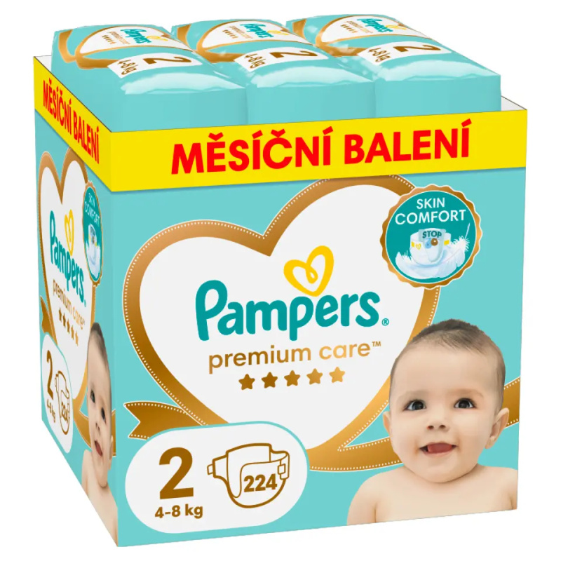 PAMPERS Premium Care monthly velikost 2 plenky 4-8kg 224 ks