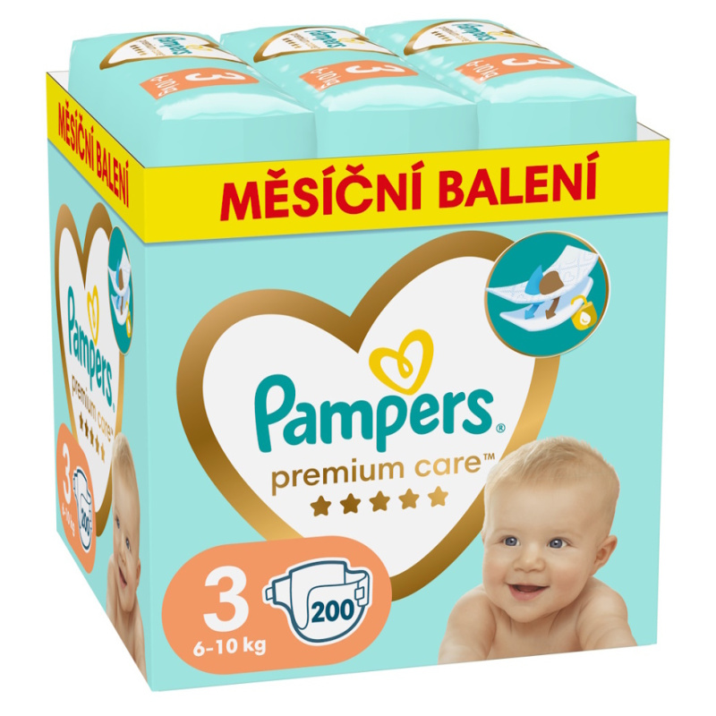 PAMPERS Premium Care monthly velikost 3 plenky 6-10kg 200 ks