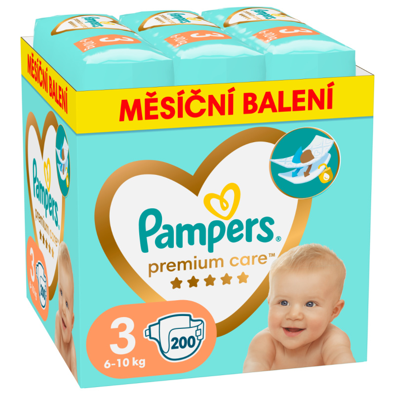 PAMPERS Premium Care monthly velikost 3 plenky 6-10kg 200 ks