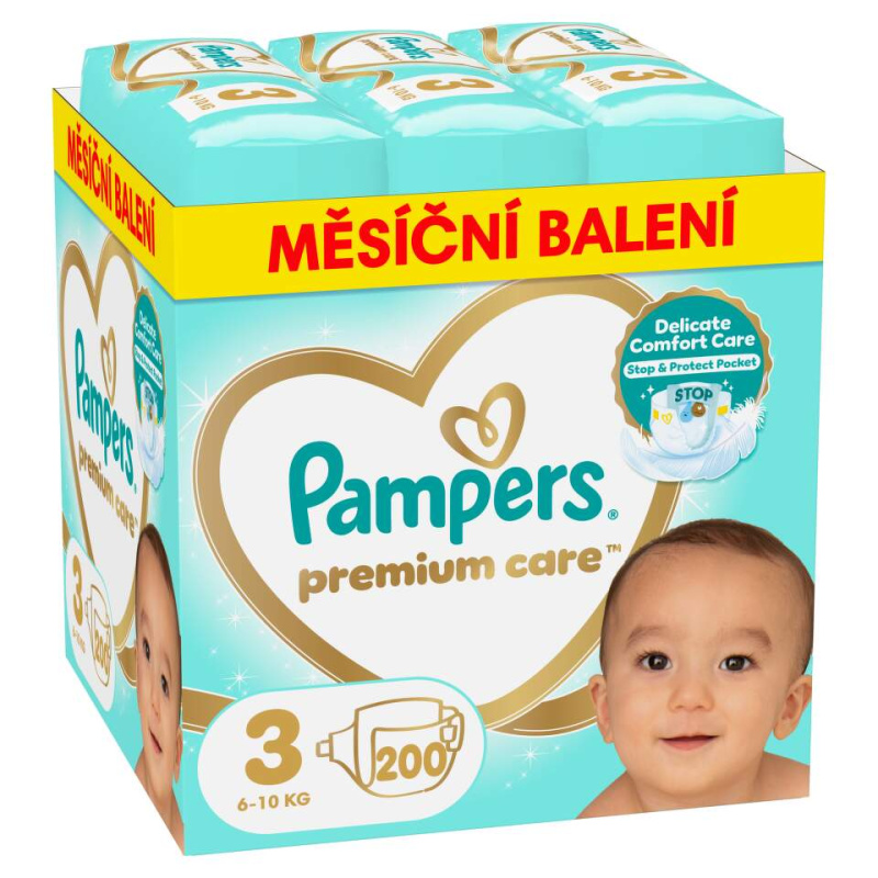 PAMPERS Premium Care monthly velikost 3 plenky 6-10kg 200 ks