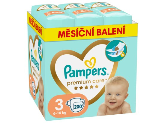 PAMPERS Premium Care monthly velikost 3 plenky 6-10kg 200 ks