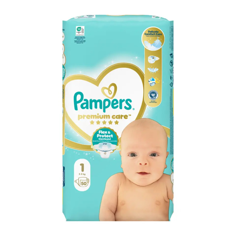 Pampers Premium Care vel. 1 2–5 kg dětské pleny 50 ks