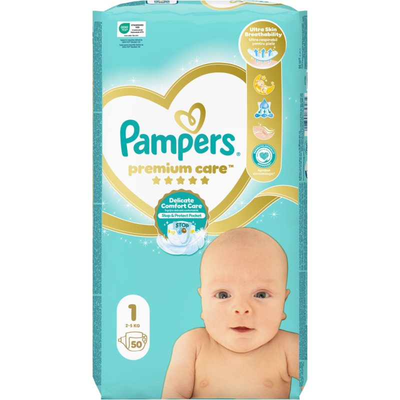 Pampers Premium Care vel. 1 2–5 kg dětské pleny 50 ks