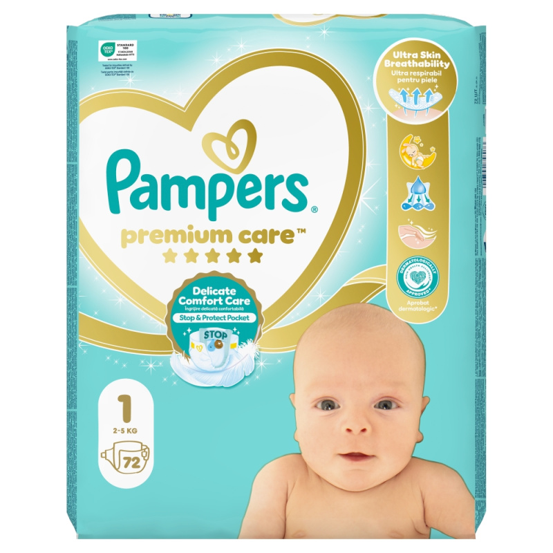 Pampers Premium Care Size 1 jednorázové pleny 2-5 kg 72 ks