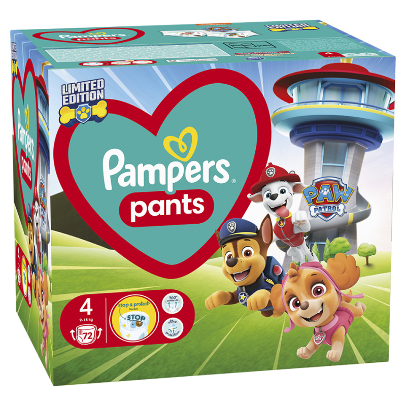 Pampers Pants Paw Patrol Size 4 jednorázové plenkové kalhotky 9-15 kg 72 ks