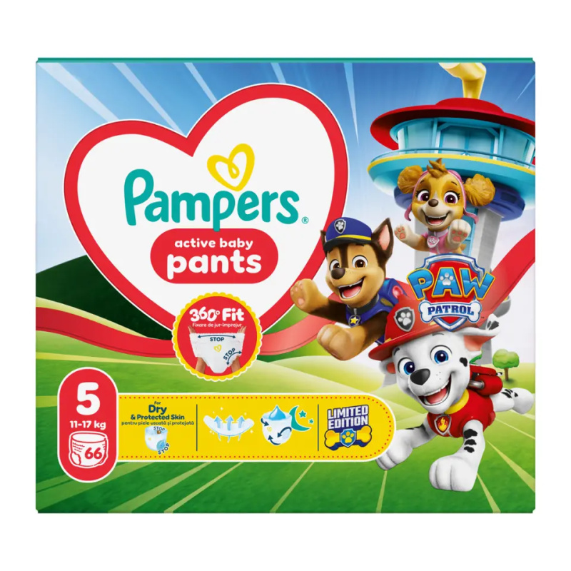 Pampers Pants Paw Patrol Size 5 jednorázové plenkové kalhotky 12-17 kg 66 ks