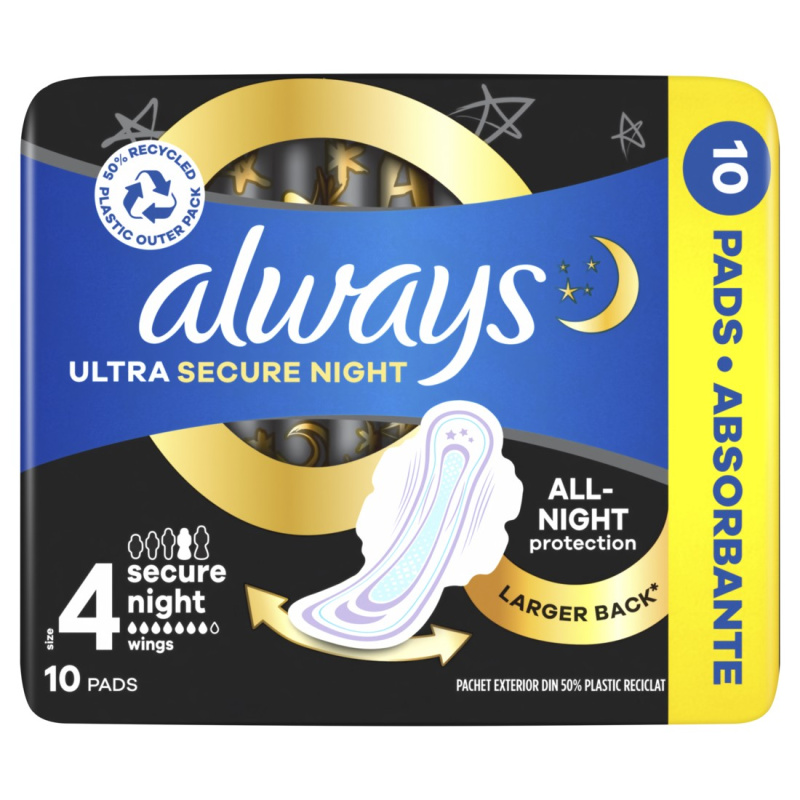 ALWAYS Hygienické vložky Secure Night S4 10 kusů