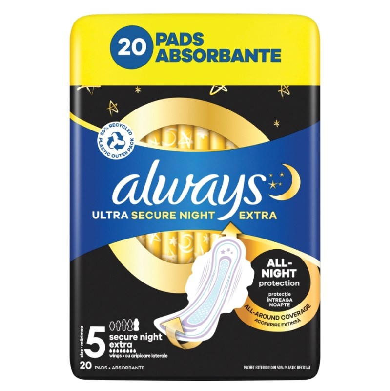 Always Ultra Secure Night Extra vložky 20 ks