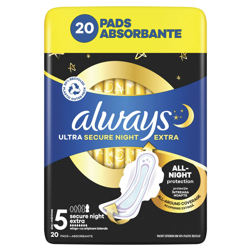 Always Ultra Secure Night Extra vložky 20 ks