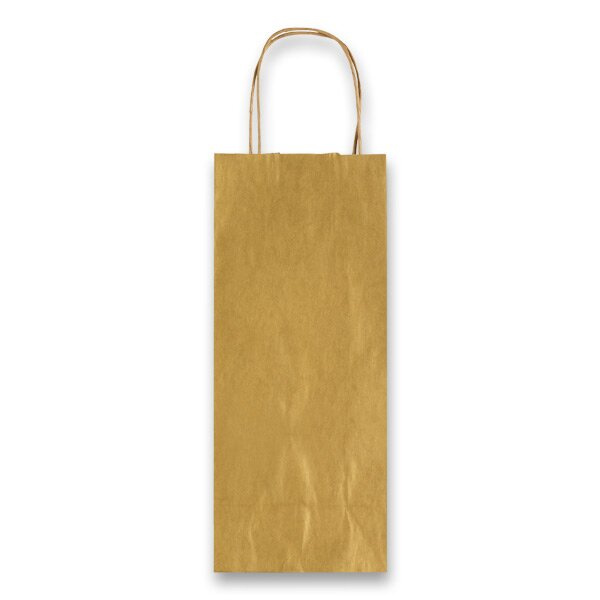 Dárková taška Allegra 140 x 85 x 390 mm, na lahev zlatá
