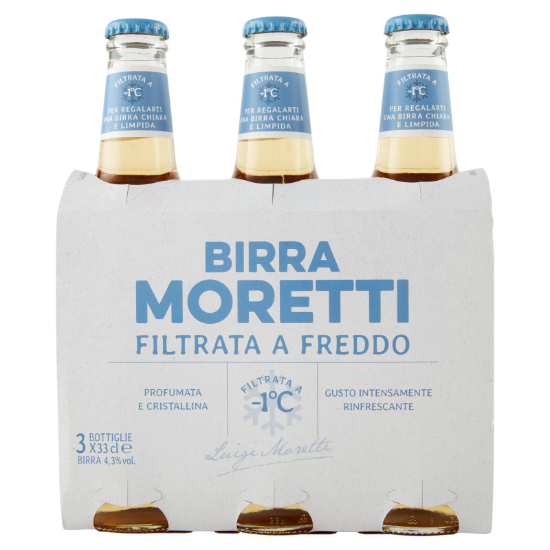 Birra Moretti Moretti Pivo filtrované pod bodem mrazu (Birra Filtrata Fredo) 4,3% 3x330 ml