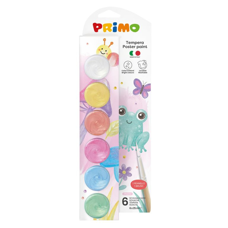 Temperové barvy PRIMO PERLEŤ, 6 × 25 ml, kelímky