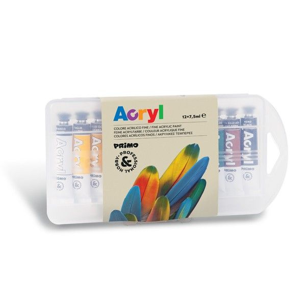 Akrylové barvy PRIMO - sada 12 × 7,5 ml
