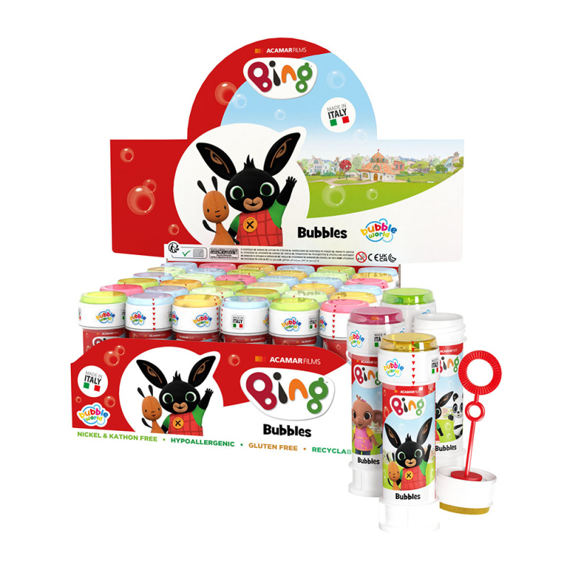 Bublifuk 60ml Králíček Bing mix barev v plastové lahvičce 4x11cm