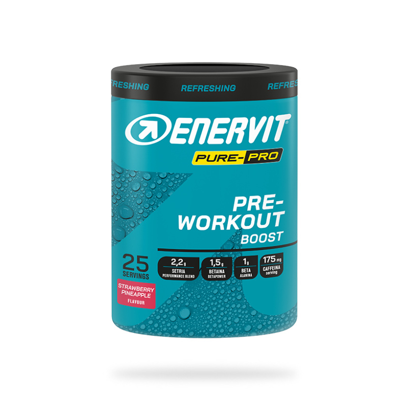 ENERVIT PRE-Workout Boost, dóza, 313 g jahoda + ananas