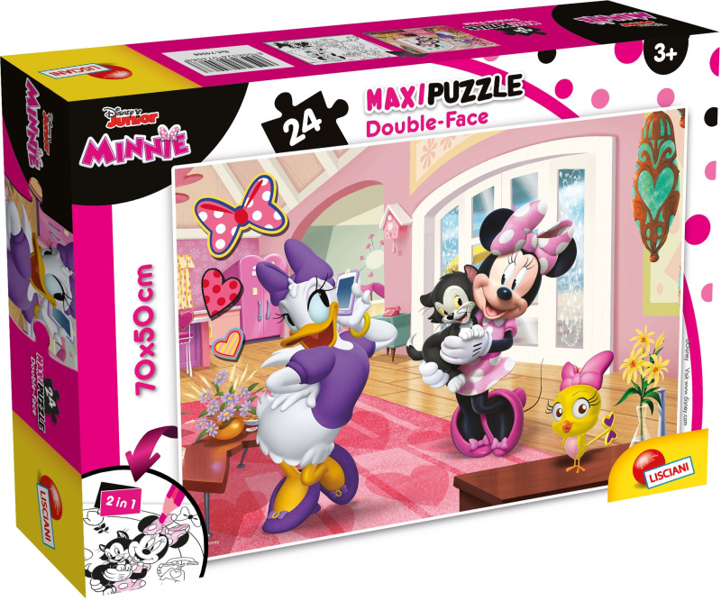 Oboustranné puzzle pro děti Lisciani MAXI 24 dílků Minnie (s omalovánkou)