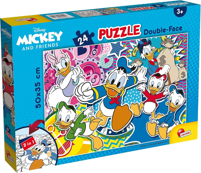 Oboustranné puzzle pro děti Lisciani Plus 24 dílků Kačer Donald (s omalovánkou)