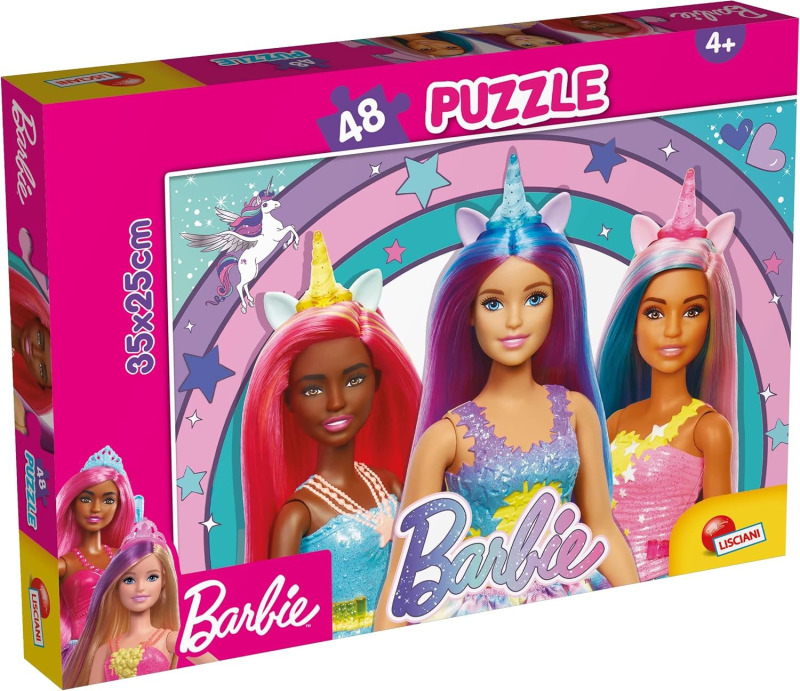 Puzzle BARBIE 48 dílků – kouzelný jednorožec, oboustranné