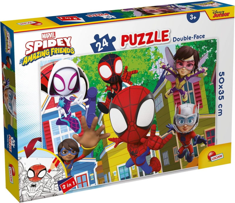 Oboustranné puzzle pro děti Lisciani Plus 24 dílků Spidey a jeho úžasní přátelé: Tohle je tým (s oma
