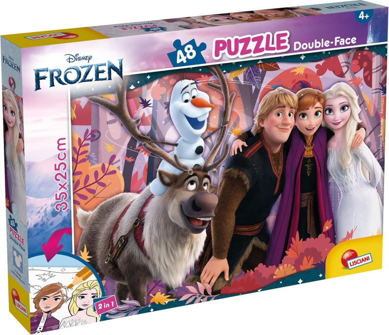Oboustranné puzzle pro děti Lisciani 48 dílků Ledové království (s omalovánkou)