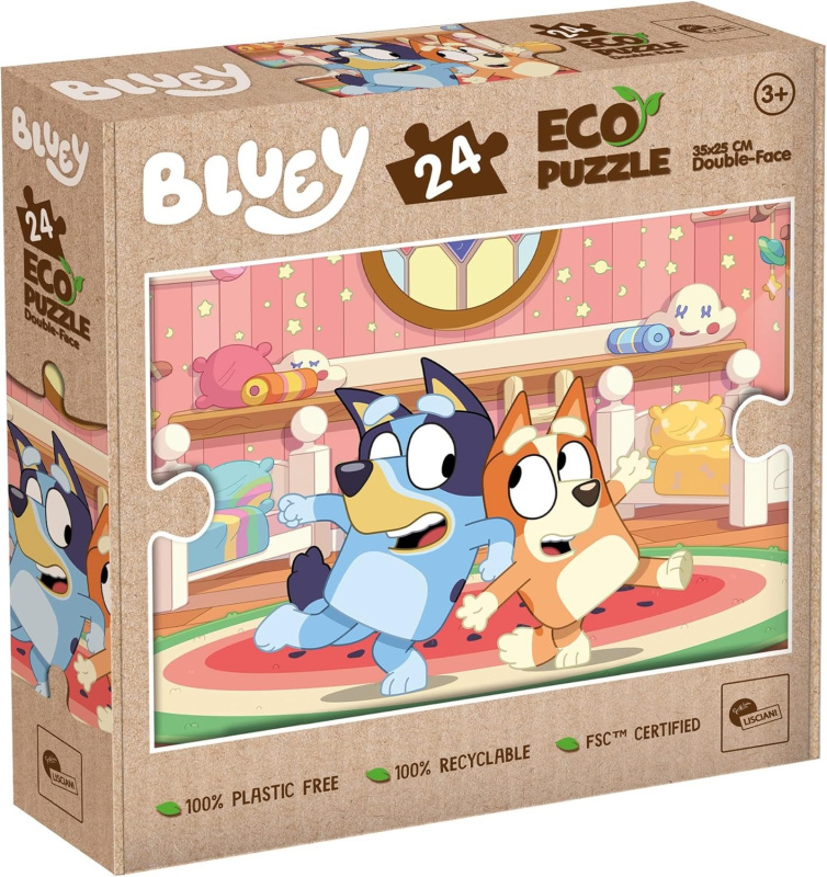 Oboustranné ECO puzzle Lisciani 24 dílků Bluey a Bingo (s omalovánkou)