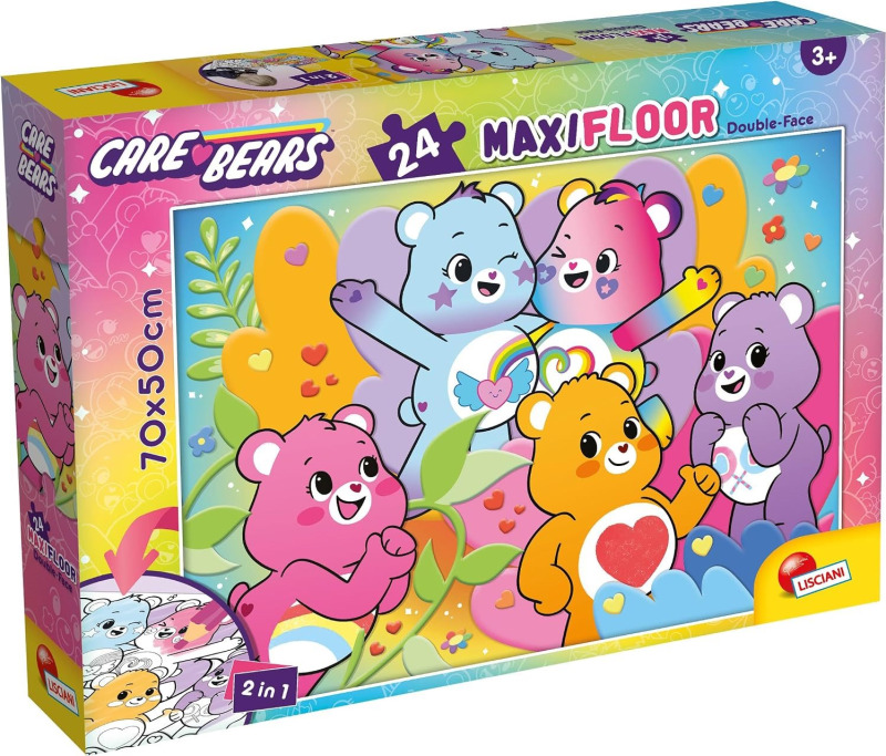 Oboustranné puzzle pro děti Lisciani MAXI 24 dílků Care Bears (s omalovánkou)