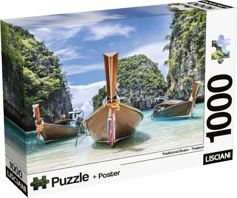 Puzzle Lisciani 1000 dílků Tradiční loďky, Thajsko