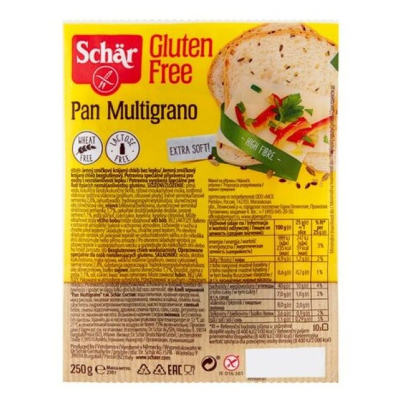 SCHÄR Pan multigrano bílý krájený chléb se zrníčky bez lepku 250 g