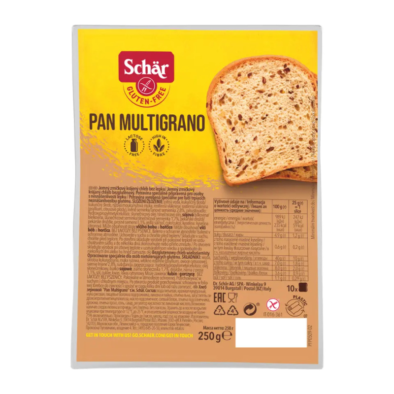SCHÄR Pan multigrano bílý krájený chléb se zrníčky bez lepku 250 g