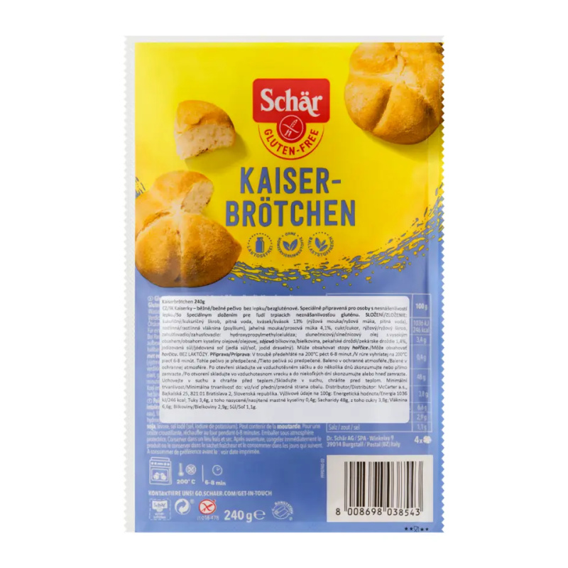 SCHÄR Kaiserbrötchen housky kaiserky bez lepku 240 g 4 ks