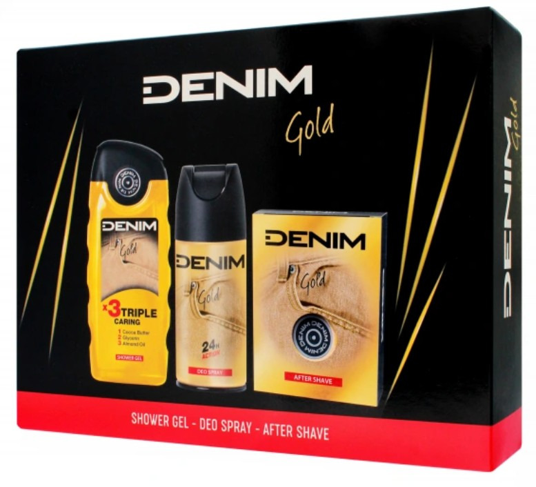 Denim Gold - voda po holení 100 ml + deodorant ve spreji 150 ml + sprchový gel 250 ml