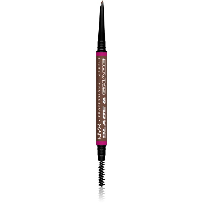 NYX Professional Makeup Blade & Shade tužka na obočí s kartáčkem odstín 08 Chocolate g