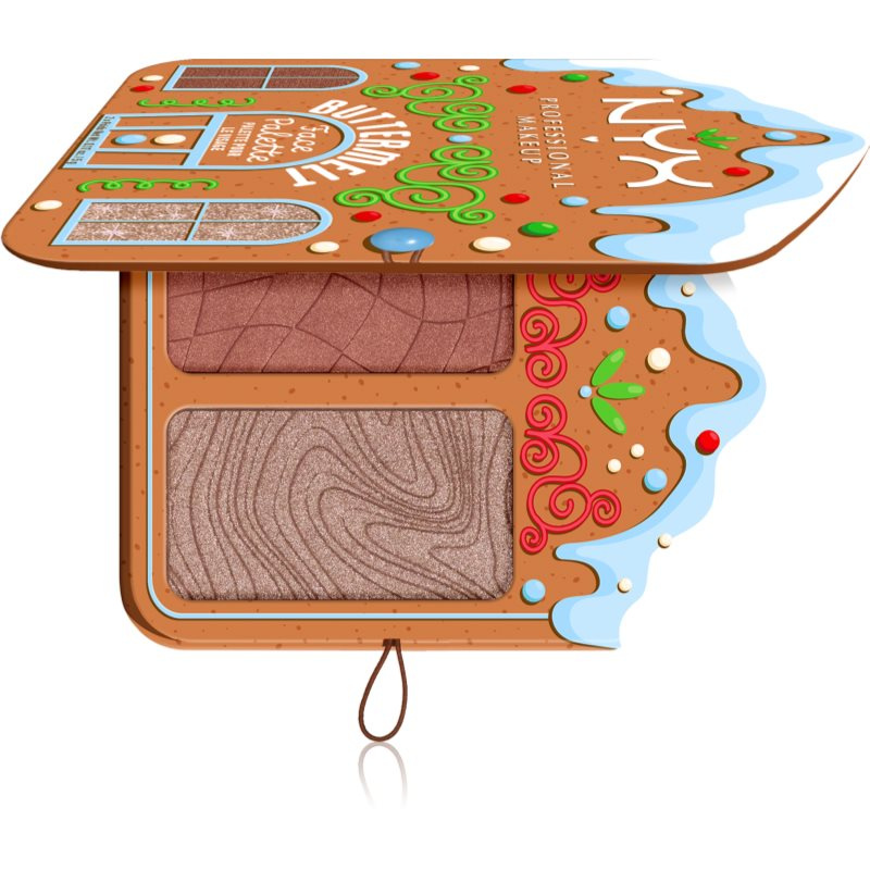 NYX Professional Makeup Gingerbaddie Land Buttermelt paletka rozjasňovačů a tvářenek odstín Deep 1 ks