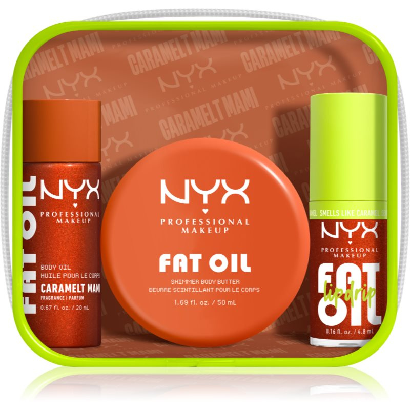 NYX Professional Makeup Fat Oil Body sada na tělo s vůní Caramelt Mami 3 ks