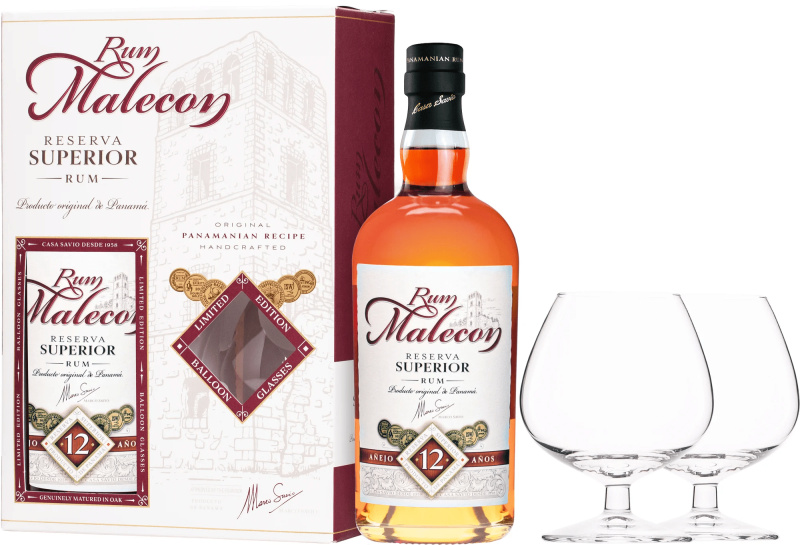 Malecon Rum Malecon 12 YO 0,7l 40% + sklenička