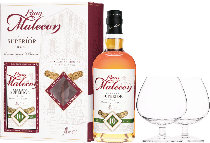 Malecon Rum Malecon 10 YO 0,7l 40% + sklenička