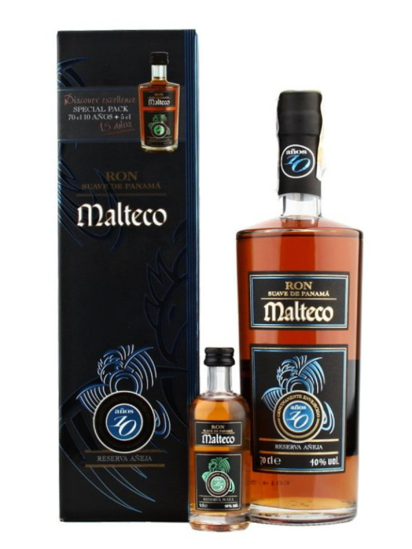 Malteco 10YO 40% 0,7l + Malteco 15YO 40% 0,05l (karton)