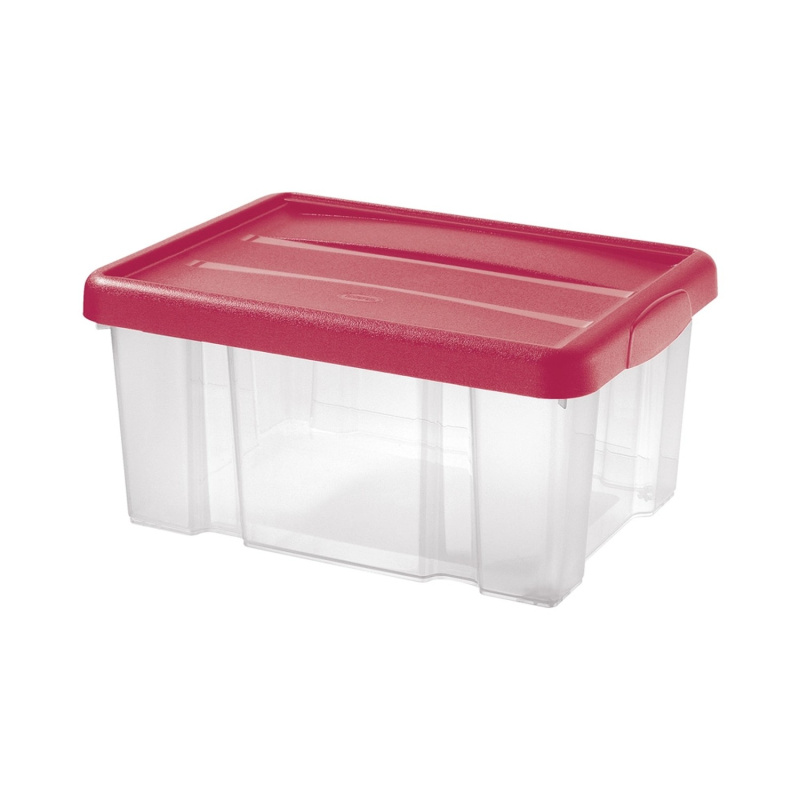 Tontarelli Úložný box s víkem PUZZLE transparentní/červený 14 l