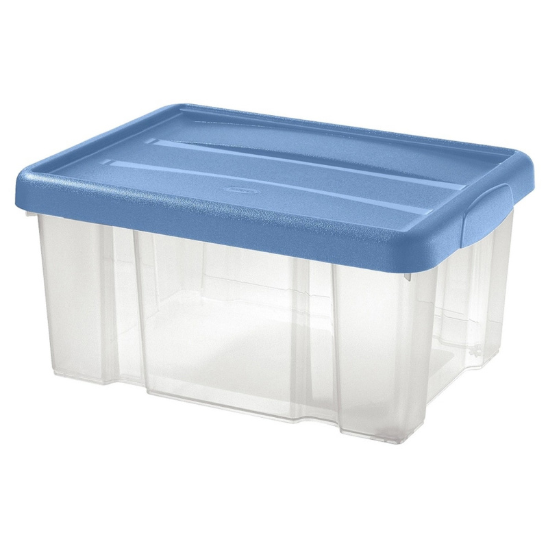 Tontarelli Úložný box s víkem PUZZLE transparentní/modrý 14 l