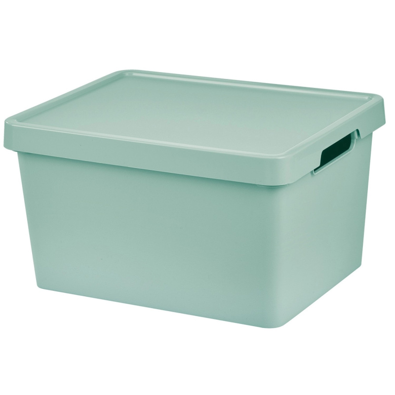 Tontarelli Úložný box MAYA L s víkem šalvějová zelená, 38,5 x 33 x 54,5cm, 16,2l