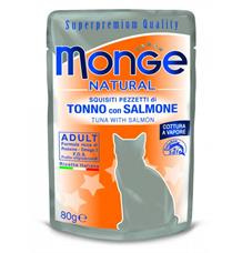 MONGE NATURAL kapsička tuňák v želé s lososem pro kočky 80 g tuňák v želé s lososem