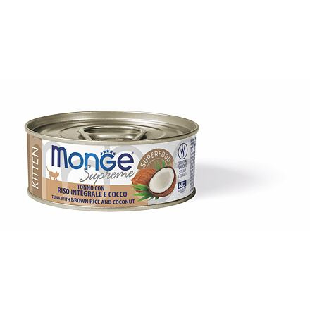 MONGE SUPREME KITTEN tuňák s hnědou rýží a kokosem pro kočky 80g