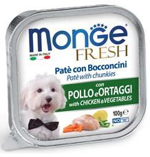 MONGE FRESH - paštika a kousky s kuřetem a zeleninou  100g