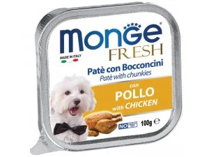 MONGE FRESH - paštika a kousky s kuřecím pro psy 100g