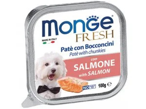MONGE FRESH - paštika a kousky s lososem pro psy 100g