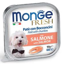 MONGE FRESH - paštika a kousky s lososem pro psy 100g
