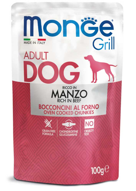 MONGE GRILL kapsička s hovězím masem pro psy 100 g