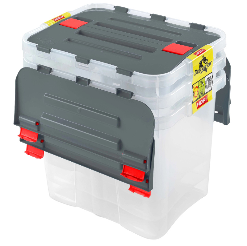 Heidrun plastové úložné boxy s víkem Dragon 24 l (3 ks)