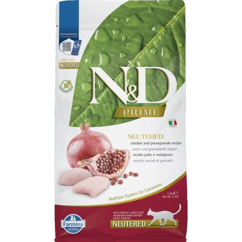 N&D PRIME CAT Neutered Chicken&Pomegranate 1,5 kg