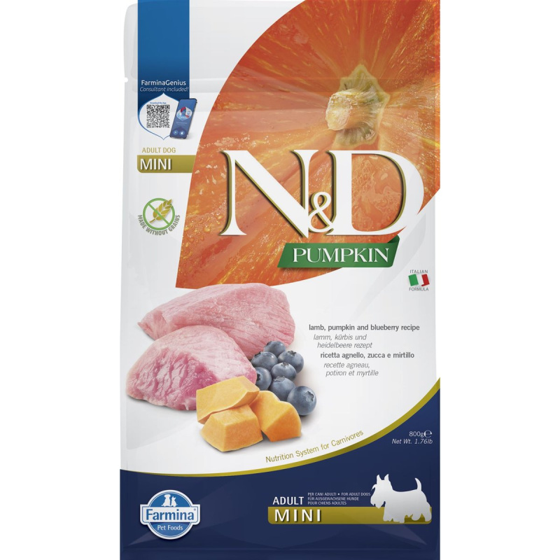 N&D Pumpkin DOG Adult Mini Lamb & Blueberry 800 g